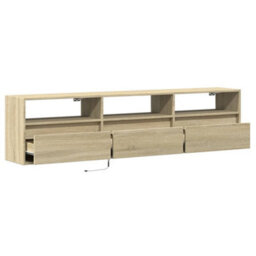 Berkfield Durable Tv Wall Cabinet With Led Sonoma Oak 180X31X45 Cm - thumbnail 9
