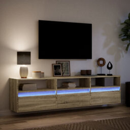 Berkfield Durable Tv Wall Cabinet With Led Sonoma Oak 180X31X45 Cm - thumbnail 5