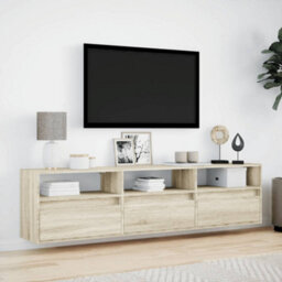 Berkfield Durable Tv Wall Cabinet With Led Sonoma Oak 180X31X45 Cm - thumbnail 4