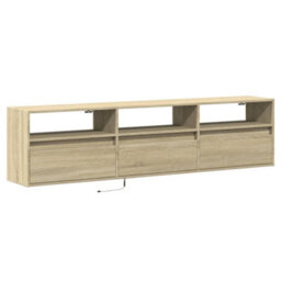 Berkfield Durable Tv Wall Cabinet With Led Sonoma Oak 180X31X45 Cm - thumbnail 3