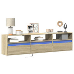 Berkfield Durable Tv Wall Cabinet With Led Sonoma Oak 180X31X45 Cm - thumbnail 2