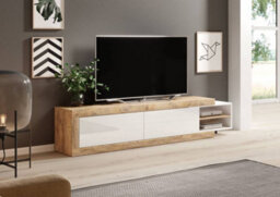 Arte Versatile Sintra 40 Tv Cabinet 200-241Cm - White Gloss & Oak Sandal: Adaptable Entertainment Solution For Modern Living Spaces - thumbnail 5