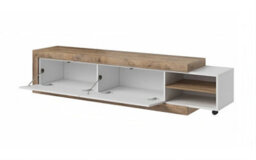 Arte Versatile Sintra 40 Tv Cabinet 200-241Cm - White Gloss & Oak Sandal: Adaptable Entertainment Solution For Modern Living Spaces - thumbnail 2