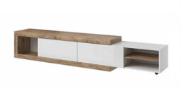 Arte Versatile Sintra 40 Tv Cabinet 200-241Cm - White Gloss & Oak Sandal: Adaptable Entertainment Solution For Modern Living Spaces - thumbnail 3