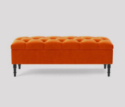 Alyana Ottoman Bench With Storage And Turned Wooden Legs, 120Cm Wide Ottoman Box - Burnt Orange Plush Velvet - thumbnail 3