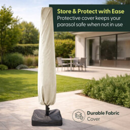 Keplin Double Garden Parasol With Base And Cover 4.5X2.7M, 12 Steel Ribs, 180Gsm Crank Handle, Polyester Canopy, Cream - thumbnail 9
