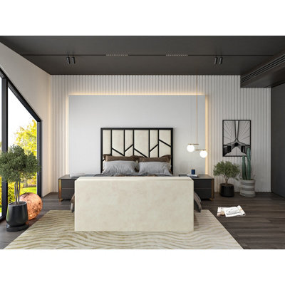 Sherlock Luxe Upholstered Cream Television Bed Frame - image 1