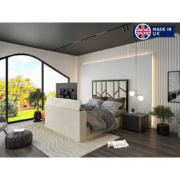 Sherlock Luxe Upholstered  Cream Television Bed Frame - thumbnail 3
