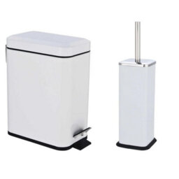 5L Pedal Bin With Toilet Brush Holder Waste Storage Solution Kitchen & Bathroom 5 Liter White Bin & Brush Holder Set
