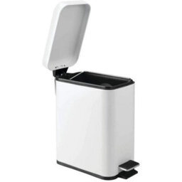 5L Pedal Bin With Toilet Brush Holder Waste Storage Solution Kitchen & Bathroom 5 Liter White Bin & Brush Holder Set - thumbnail 3