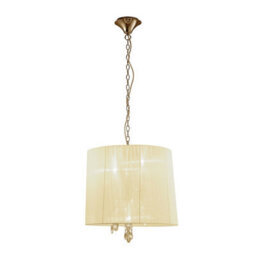 Luminosa Lighting Luminosa Tiffany Pendant 3+3 Light E14+G9, French Gold With Cream Shade & Clear Crystal