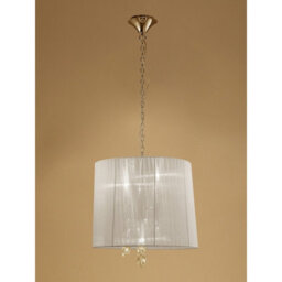 Luminosa Lighting Luminosa Tiffany Pendant 3+3 Light E14+G9, French Gold With Cream Shade & Clear Crystal - thumbnail 2