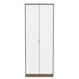 Linear Ready Assembled Modern Matt White & Oak Tall Double Wardrobe (H)1970mm (W)740mm (D)530mm - thumbnail 2