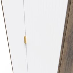 Linear Ready Assembled Modern Matt White & Oak Tall Double Wardrobe (H)1970mm (W)740mm (D)530mm - thumbnail 4