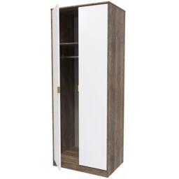 Linear Ready Assembled Modern Matt White & Oak Tall Double Wardrobe (H)1970mm (W)740mm (D)530mm - thumbnail 5