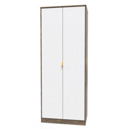 Linear Ready Assembled Modern Matt White & Oak Tall Double Wardrobe (H)1970mm (W)740mm (D)530mm - thumbnail 1