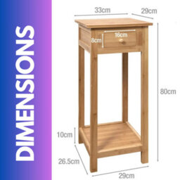 BMBO 2 Tier Tall Wooden Side Table With Drawer Natural Brown - thumbnail 8