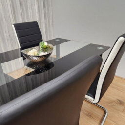 Kosy Koala Modern Black Clear Glass Dining Table Set With 4 Faux Leather Chairs Dining Room Furniture - thumbnail 9