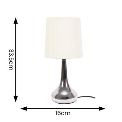 Valuelights Teardrop Pair Of Chrome Touch Table Lamps With Cream Shade - image 1