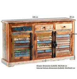 Buttercup Farm Coastal Large Sideboard - Wood - L40 X W140 X H80 Cm - thumbnail 6