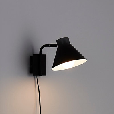 GoodHome Masoala Matt Black Plug-In Wall Light - image 1