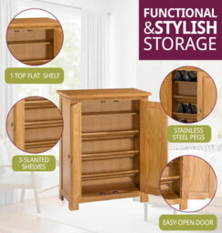 Hallowood Furniture Waverly Oak Shoe Storage Cabinet - thumbnail 5