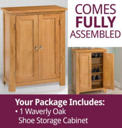 Hallowood Furniture Waverly Oak Shoe Storage Cabinet - thumbnail 7