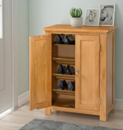 Hallowood Furniture Waverly Oak Shoe Storage Cabinet - thumbnail 1