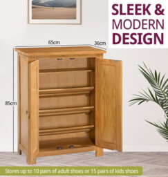 Hallowood Furniture Waverly Oak Shoe Storage Cabinet - thumbnail 3