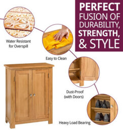 Hallowood Furniture Waverly Oak Shoe Storage Cabinet - thumbnail 2