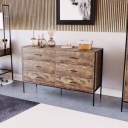 Lassic Vida Designs Brooklyn Dark Wood 6 Drawer Chest (H)795mm (W)1230mm (D)400mm - thumbnail 1