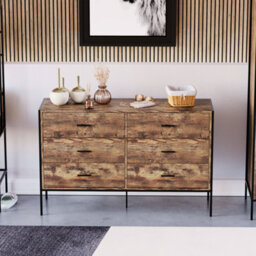 Lassic Vida Designs Brooklyn Dark Wood 6 Drawer Chest (H)795mm (W)1230mm (D)400mm - thumbnail 3