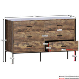 Lassic Vida Designs Brooklyn Dark Wood 6 Drawer Chest (H)795mm (W)1230mm (D)400mm - thumbnail 2
