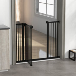 Pawhut Adjustable Safety Gate W/ 2 Extensions And Four Adjustable Screws, Black - thumbnail 8