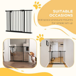Pawhut Adjustable Safety Gate W/ 2 Extensions And Four Adjustable Screws, Black - thumbnail 6