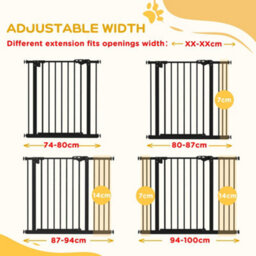 Pawhut Adjustable Safety Gate W/ 2 Extensions And Four Adjustable Screws, Black - thumbnail 7