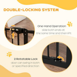 Pawhut Adjustable Safety Gate W/ 2 Extensions And Four Adjustable Screws, Black - thumbnail 4