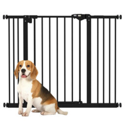Pawhut Adjustable Safety Gate W/ 2 Extensions And Four Adjustable Screws, Black - thumbnail 2