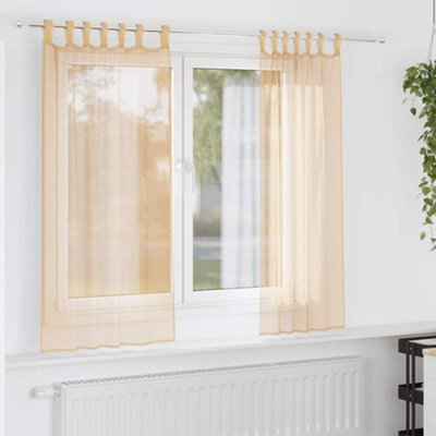 Berkfield Voile Curtains With Rod Pockets 2 Pcs Sand - image 1