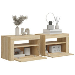Berkfield Bedside Cabinets 2 Pcs With Leds Sonoma Oak 60X35X40 Cm - thumbnail 7
