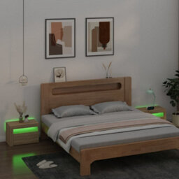 Berkfield Bedside Cabinets 2 Pcs With Leds Sonoma Oak 60X35X40 Cm - thumbnail 8