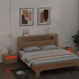 Berkfield Bedside Cabinets 2 Pcs With Leds Sonoma Oak 60X35X40 Cm - thumbnail 9