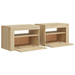 Berkfield Bedside Cabinets 2 Pcs With Leds Sonoma Oak 60X35X40 Cm - thumbnail 5