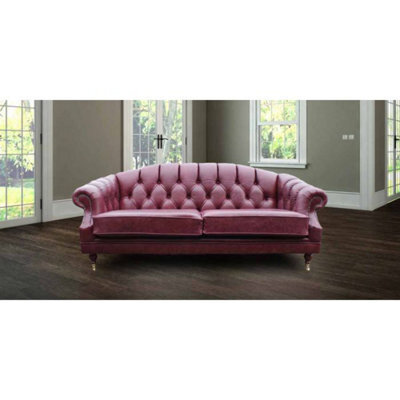 Chesterfield 3 Seater Old English Burgandy Leather Sofa Settee Bespoke In Victoria Style - image 1