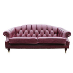 Chesterfield 3 Seater Old English Burgandy Leather Sofa Settee Bespoke In Victoria Style - thumbnail 2