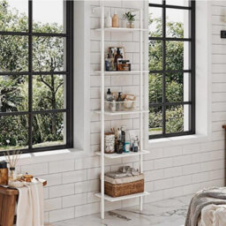White Ladder Shelving Unit Wooden Wall Leaning Shelf Bookcase Storage Display Uk