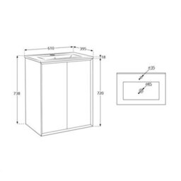 Homestylestore Anthracite 610mm Wall Hung Bathroom Vanity Unit With Basin And Brushed Brass Finger Pull Handle - thumbnail 4