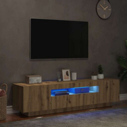 Walplus Tv Cabinet With Led Lights Artisan Oak 160X35X40 Cm Engineered Wood - thumbnail 5