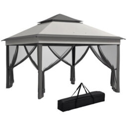 Outsunny 3 X 3(M) Pop Up Gazebo Tent With Netting, Height Adjustable, Grey - thumbnail 2