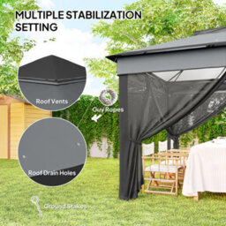 Outsunny 3 X 3(M) Pop Up Gazebo Tent With Netting, Height Adjustable, Grey - thumbnail 6